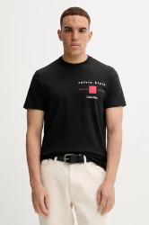 Bavlněné tričko Calvin Klein pánské, černá barva, s potiskem, LV04RD817G