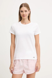 Bavlněné tričko Calvin Klein Underwear 3-pack dámské, bílá barva, LV00QS7485