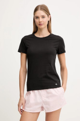 Bavlněné tričko Calvin Klein Underwear 3-pack dámské, černá barva, LV00QS7485