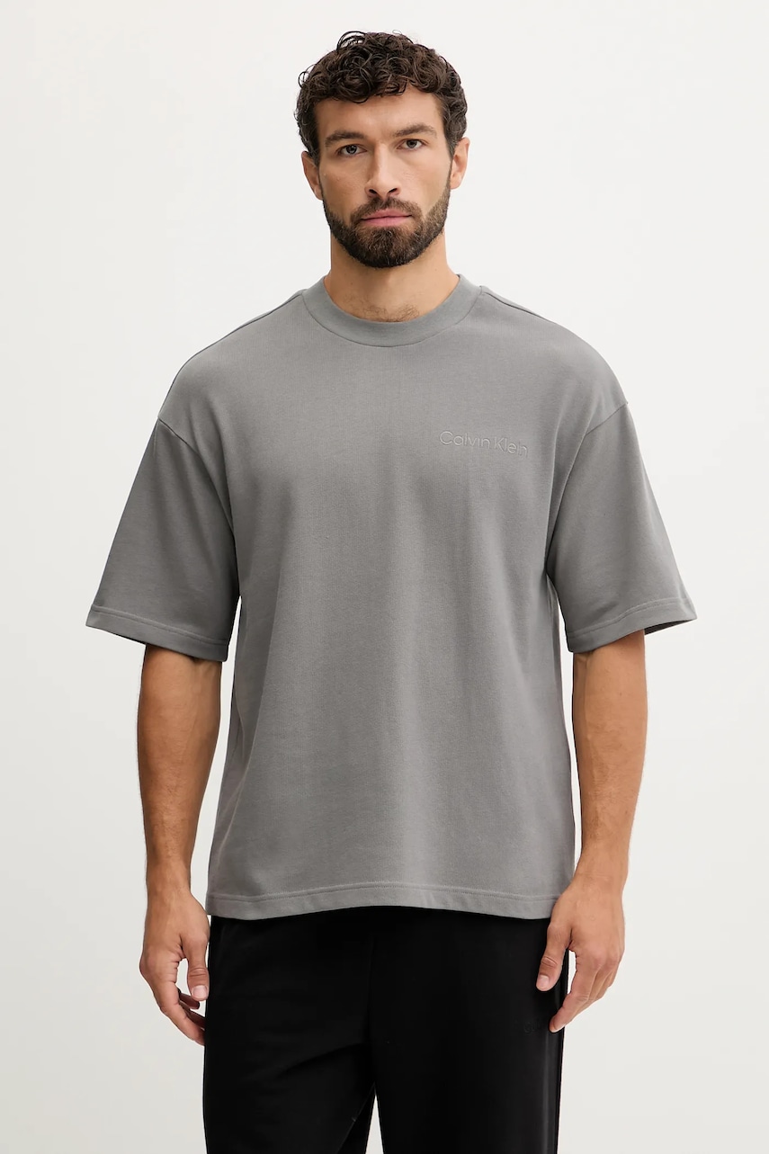 Bavlněné tričko Calvin Klein Underwear pánské, šedá barva, s aplikací, LV00NM2929