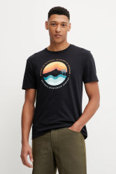 Bavlněné tričko Columbia Path Lake pánské, černá barva, s potiskem, 1934814.