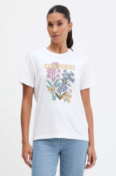 Bavlněné tričko Converse dámské, bílá barva, CVW5T235