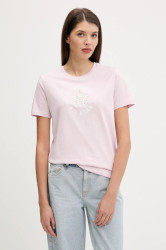 Bavlněné tričko Converse dámské, růžová barva, 10027751-A03