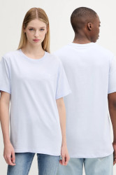 Bavlněné tričko Converse modrá barva, s aplikací, 10023876-A48