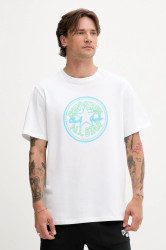 Bavlněné tričko Converse pánské, bílá barva, s potiskem, 10027722-A02