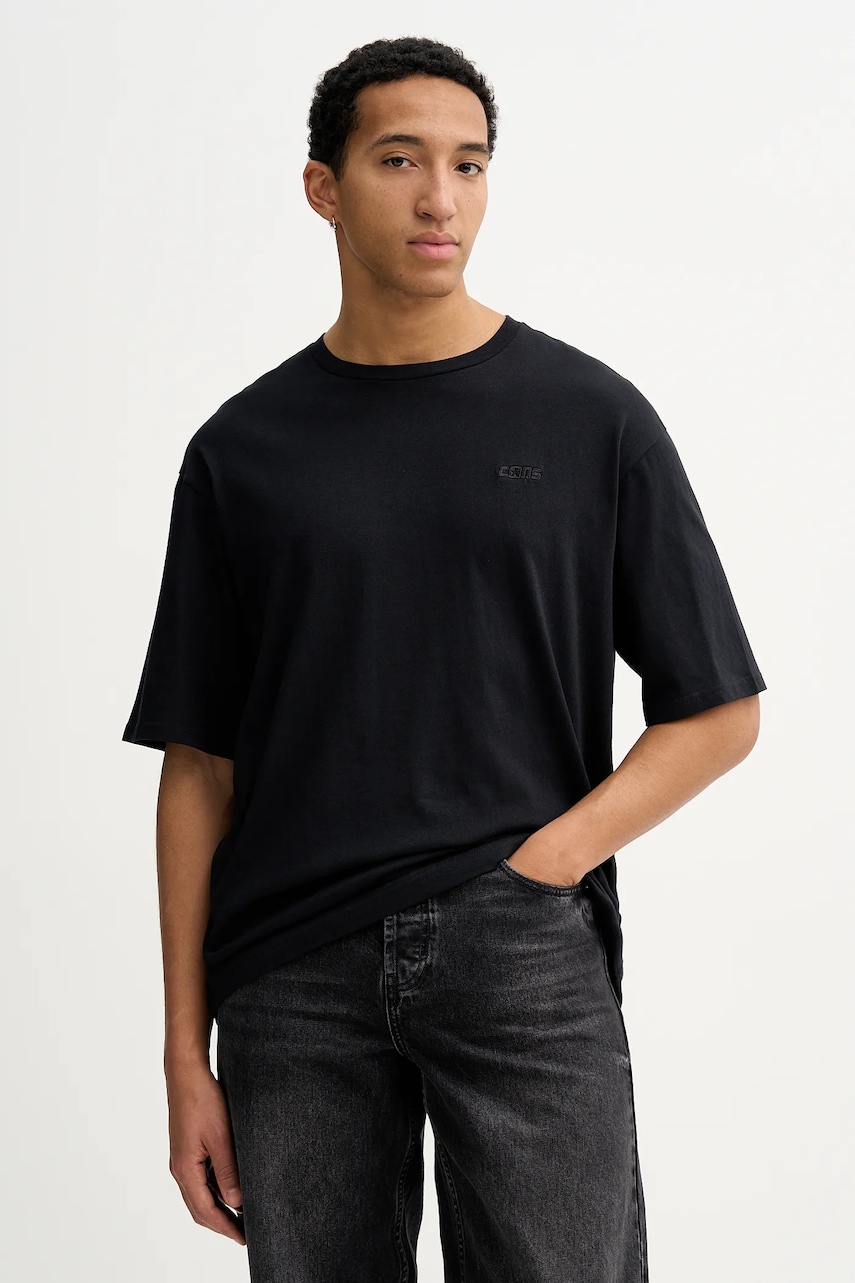 Bavlněné tričko Converse pánské, černá barva, CVM5T800