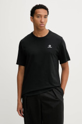 Bavlněné tričko Converse pánské, černá barva, s aplikací, CVM5T876