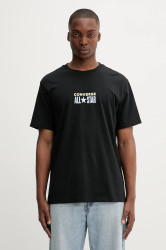 Bavlněné tričko Converse pánské, černá barva, s potiskem, 10028551-A04
