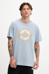 Bavlněné tričko Converse pánské, modrá barva, s potiskem, 10027722-A03