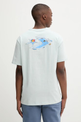 Bavlněné tričko Converse pánské, tyrkysová barva, s potiskem, 10027716-A03