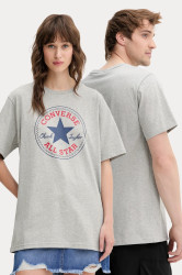 Bavlněné tričko Converse šedá barva, s potiskem, 10025459-A07