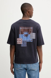 Bavlněné tričko Desigual PALMA pánské, tmavomodrá barva, s aplikací, 25WMTK10