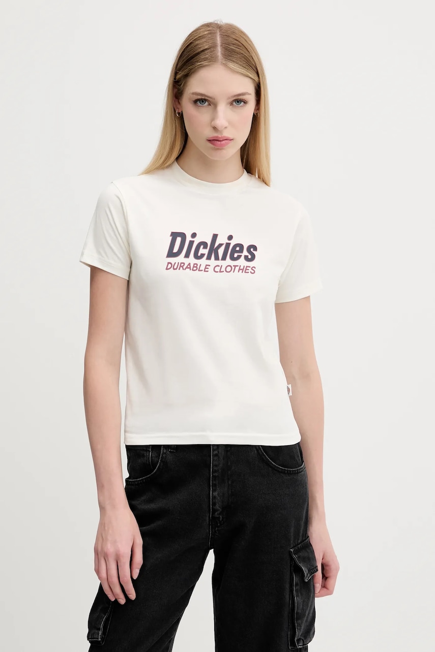 Bavlněné tričko Dickies dámské, béžová barva, DK0A87Q5
