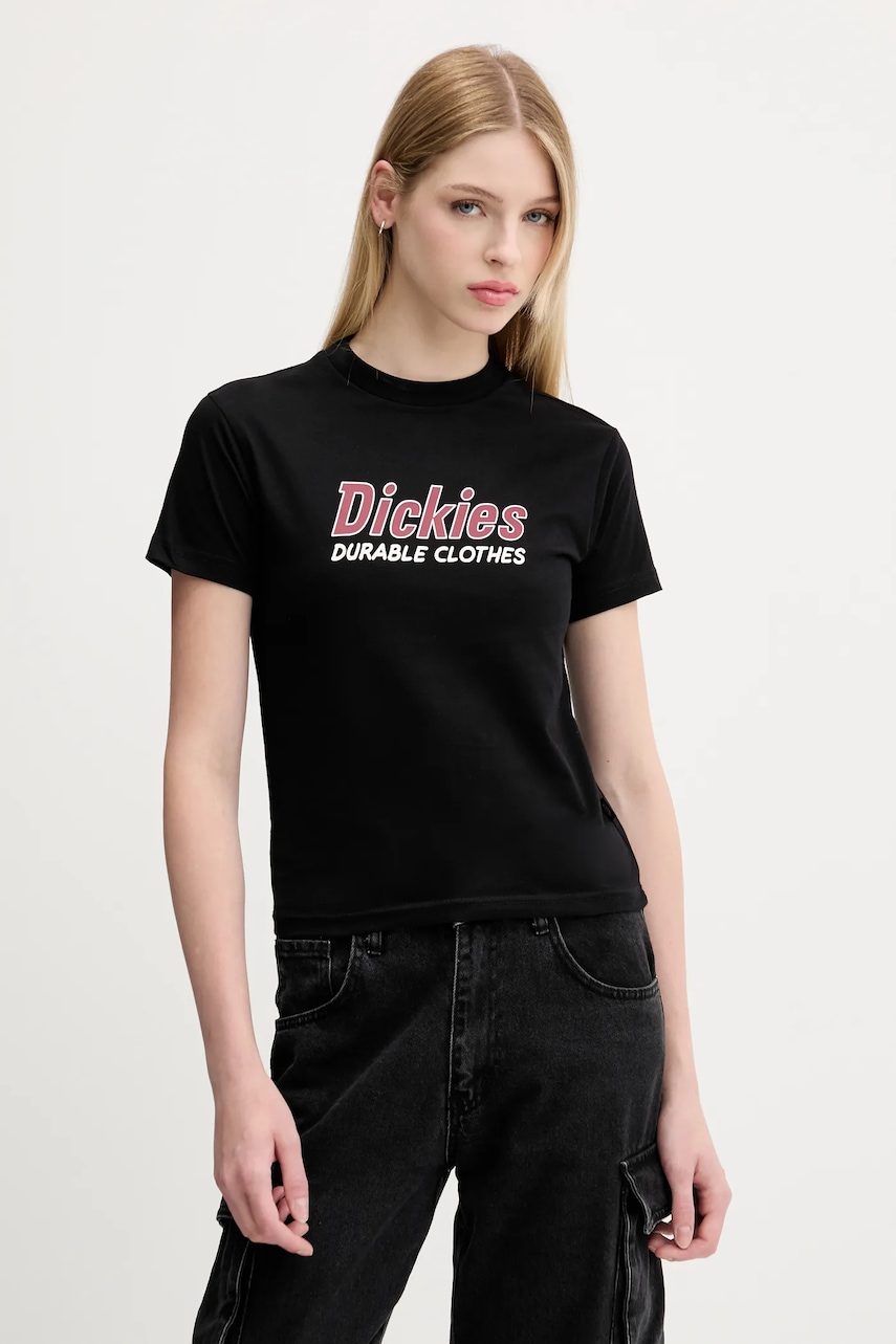 Bavlněné tričko Dickies dámské, černá barva, DK0A87Q5