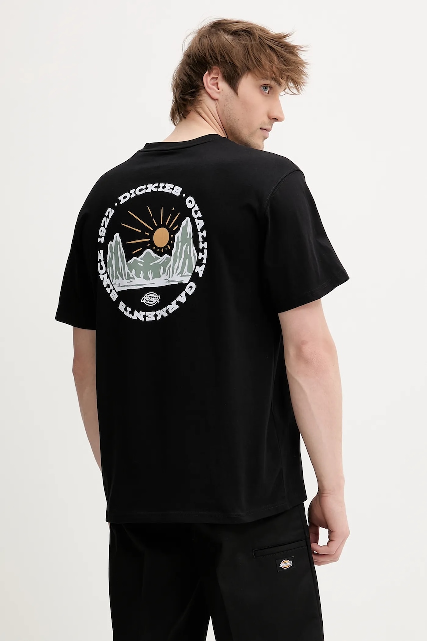 Bavlněné tričko Dickies pánské, černá barva, s potiskem, DK0A4Z8PBLK1