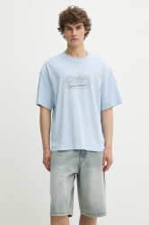 Bavlněné tričko Dickies pánské, modrá barva, s potiskem, DK0A4Z8QK541