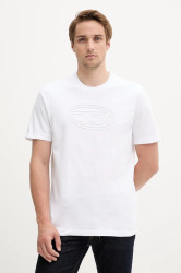 Bavlněné tričko Diesel T-ADJUST-BIGOVAL pánské, bílá barva, s potiskem, A17402.0NJBM