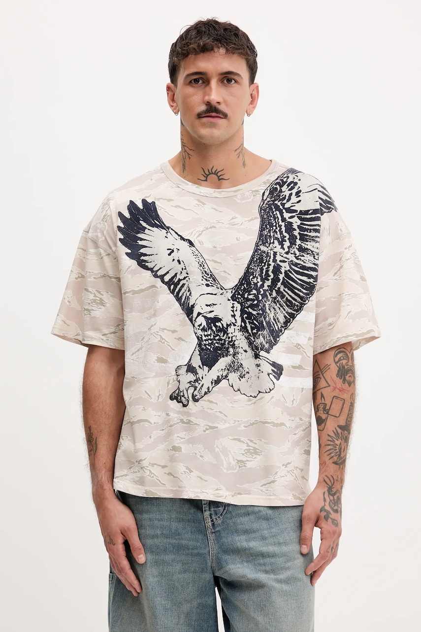 Bavlněné tričko Diesel T-BOXT-T14 pánské, béžová barva, A19317.0DLBM