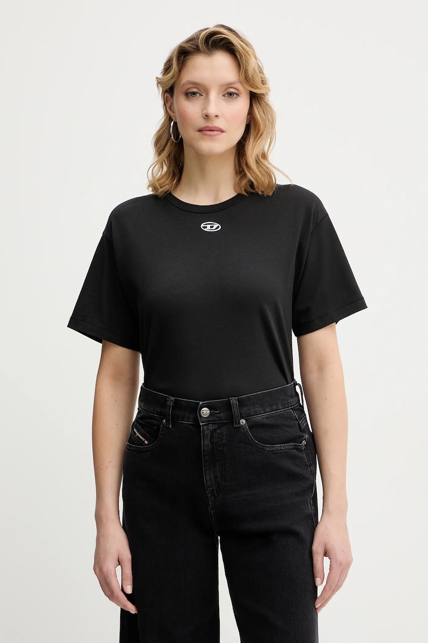 Bavlněné tričko Diesel T-NORMY-OD-S1 dámské, černá barva, A20399.0JMBB