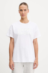 Bavlněné tričko Dkny dámské, bílá barva, DP5T1346