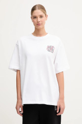 Bavlněné tričko EA7 Emporio Armani dámské, bílá barva, AF12957.7W000726