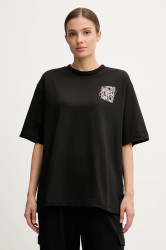 Bavlněné tričko EA7 Emporio Armani dámské, černá barva, AF12957.7W000726