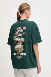 Bavlněné tričko EA7 Emporio Armani dámské, zelená barva, AF16720.7X000141