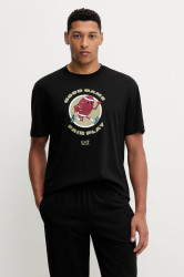 Bavlněné tričko EA7 Emporio Armani pánské, černá barva, s potiskem, AF10441.7M000774