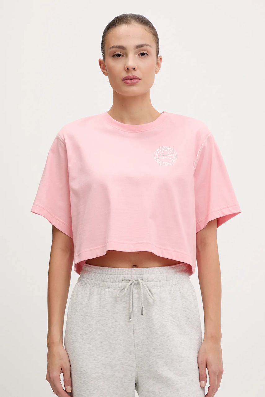 Bavlněné tričko Ellesse Marcialla dámské, růžová barva, SGZ21801