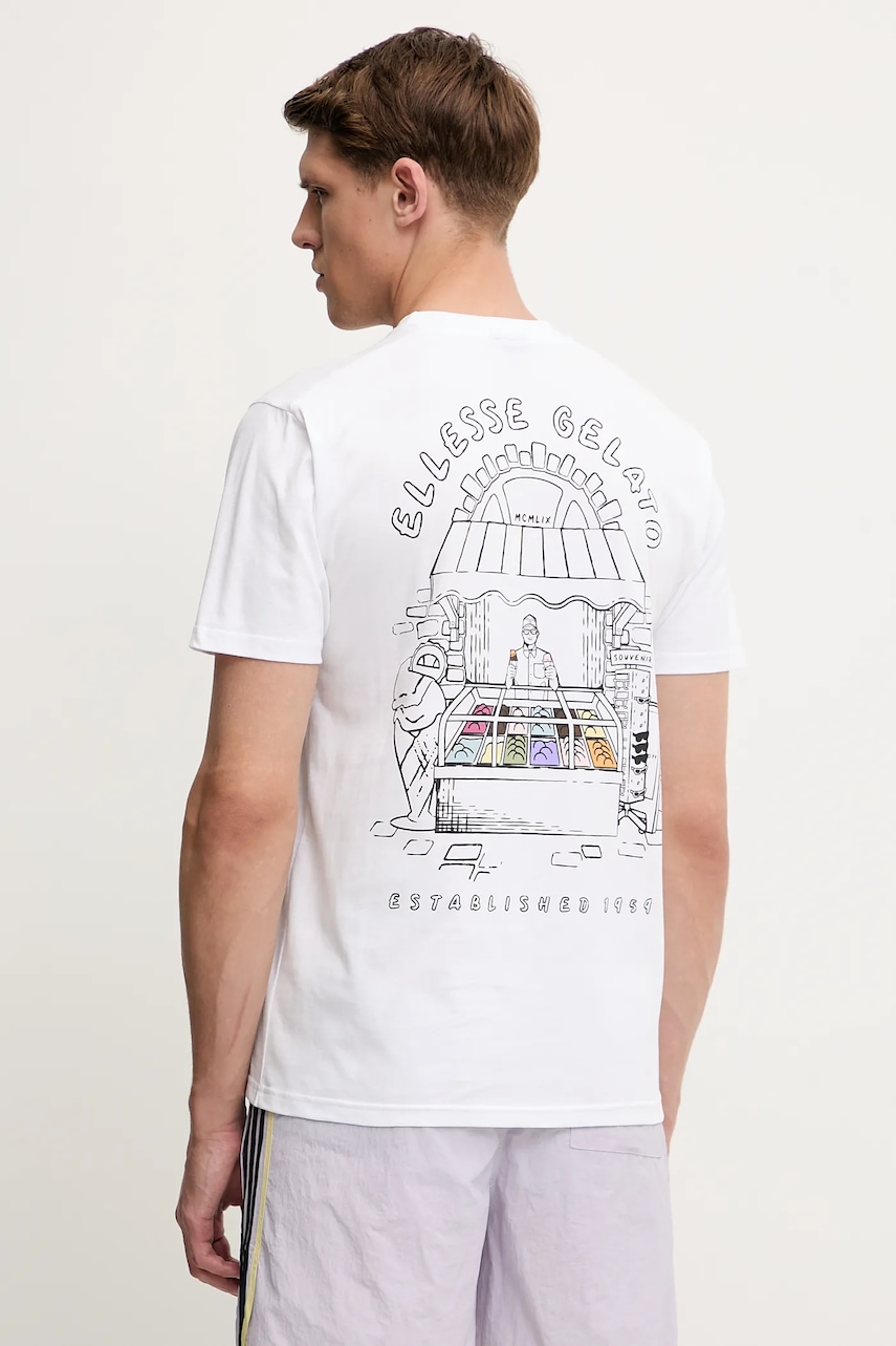 Bavlněné tričko Ellesse Stradone pánské, bílá barva, s potiskem, SHZ21846