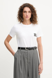 Bavlněné tričko Ermanno Firenze dámské, bílá barva, 57TL010EE0