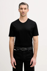 Bavlněné tričko Eton pánské, černá barva, 100002356
