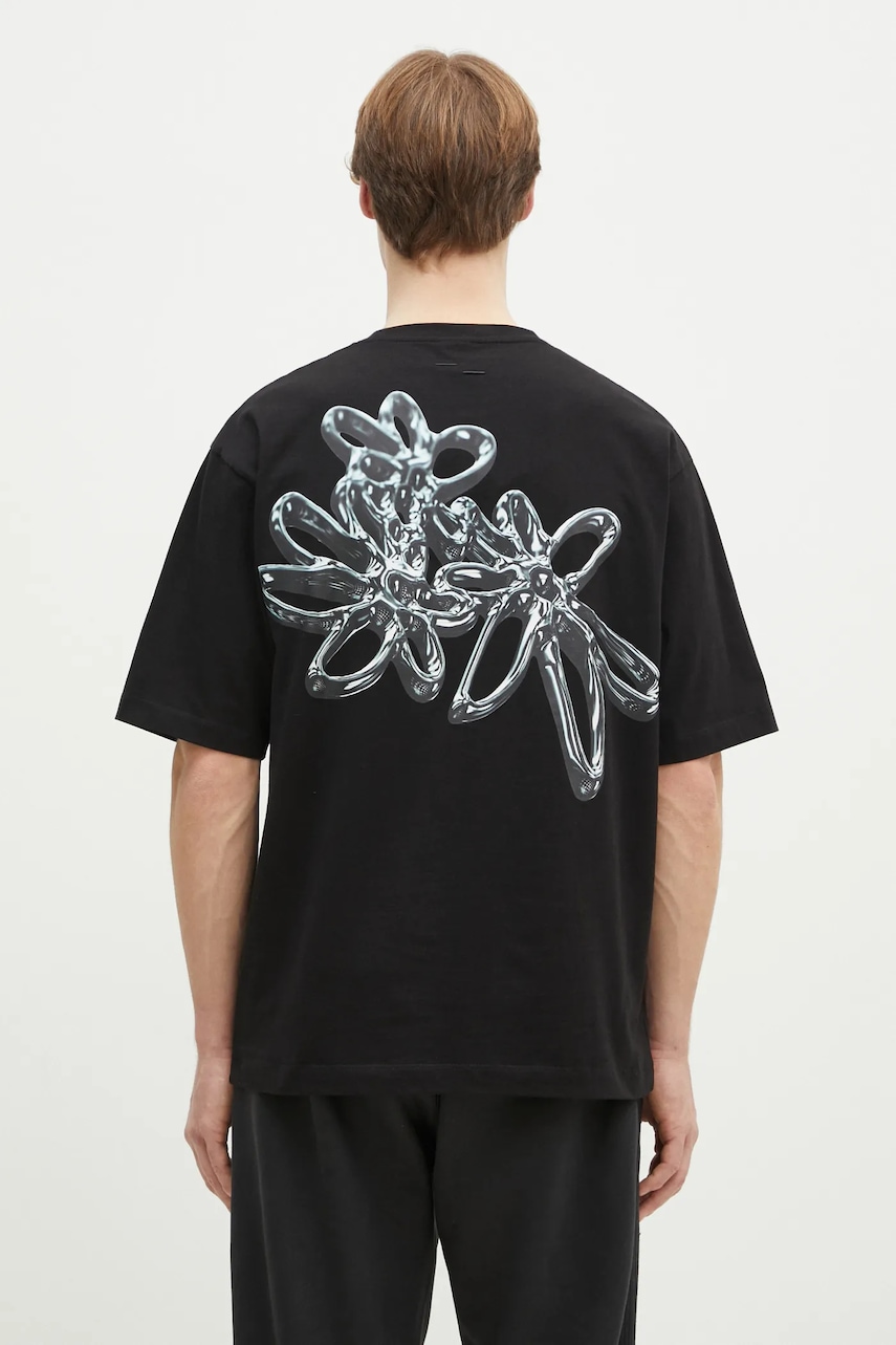 Bavlněné tričko Filling Pieces Chrome Flower černá barva, s potiskem, 74499821861