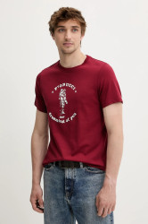 Bavlněné tričko Fiorucci Burgundy Dreaming of You Regular Fit T-Shirt pánské, vínová barva, s potiskem, M02SMTSH323CJ01RD03