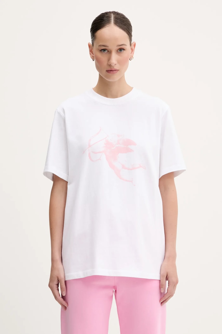 Bavlněné tričko Fiorucci White Cupid Print Regular Fit T-Shirt dámské, bílá barva, W02SMTSH323CJ01WH09