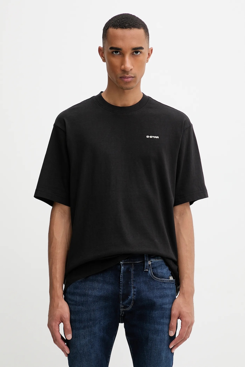 Bavlněné tričko G-Star Boxy base pánské, černá barva, D26817-D593
