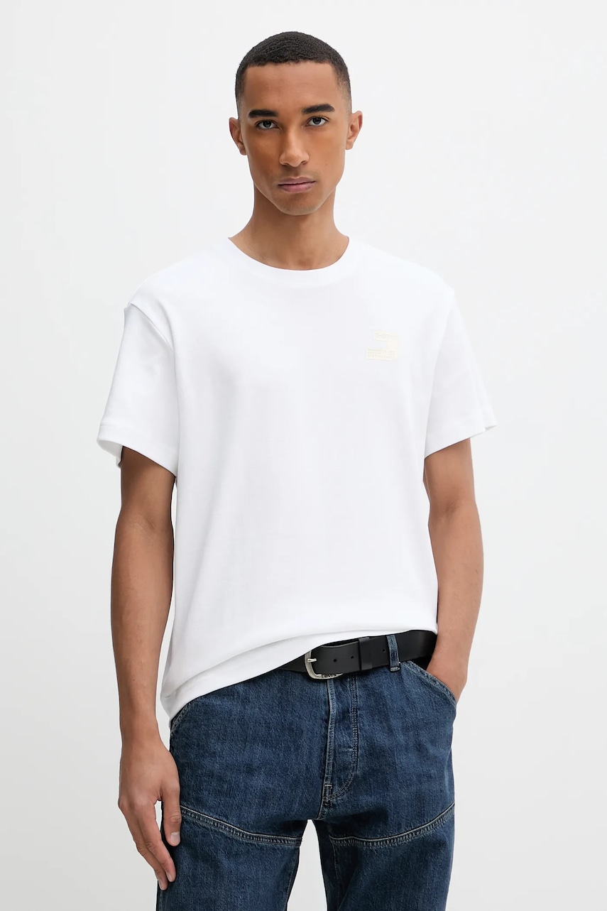 Bavlněné tričko G-Star Chest logo pánské, bílá barva, s potiskem, D26821-D976