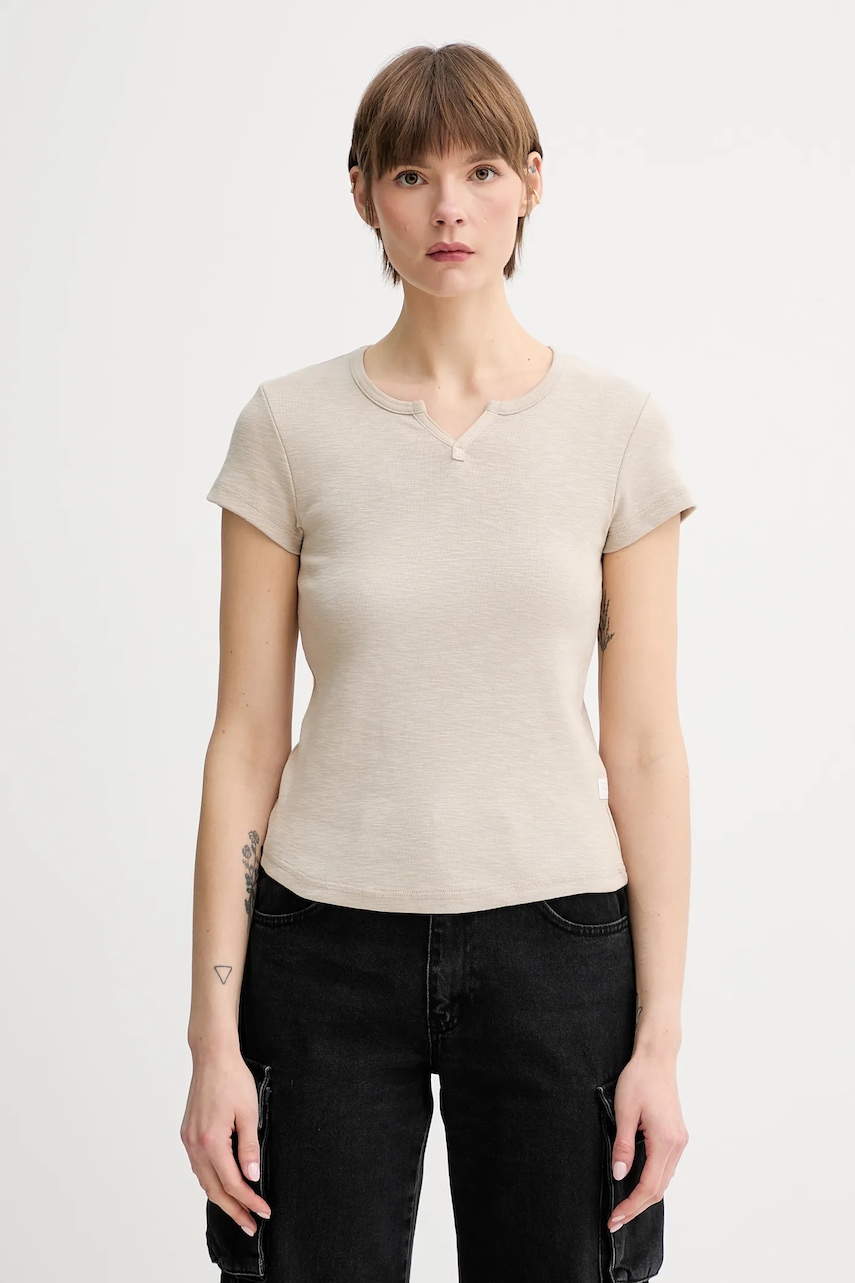 Bavlněné tričko G-Star dámské, béžová barva, D26075-D958