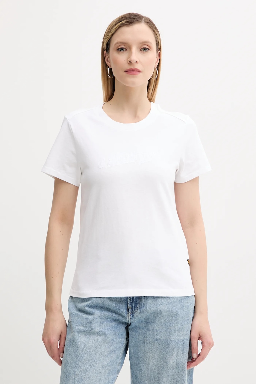 Bavlněné tričko G-Star dámské, bílá barva, D26248-D101