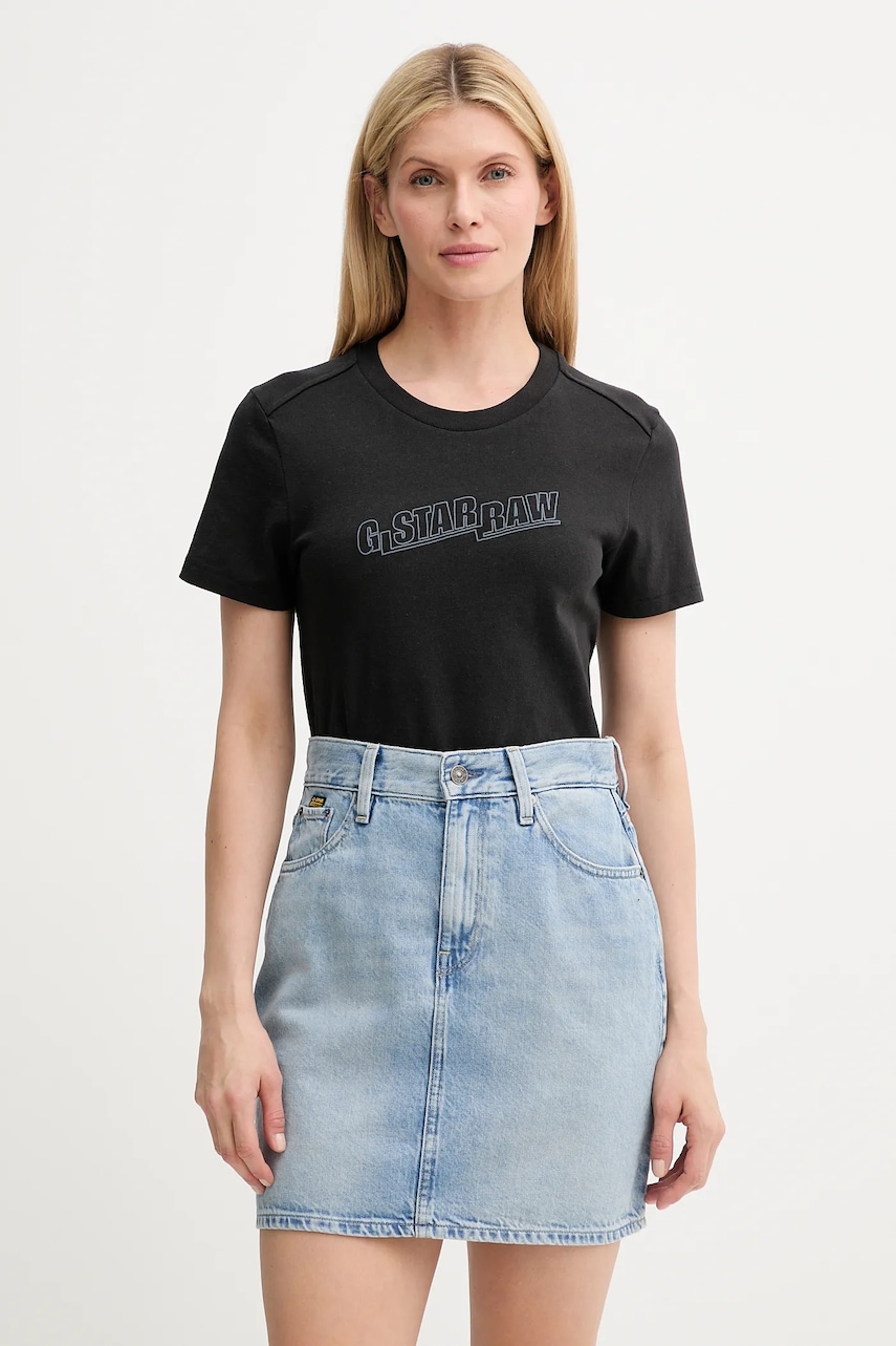 Bavlněné tričko G-Star dámské, černá barva, D26248-D101