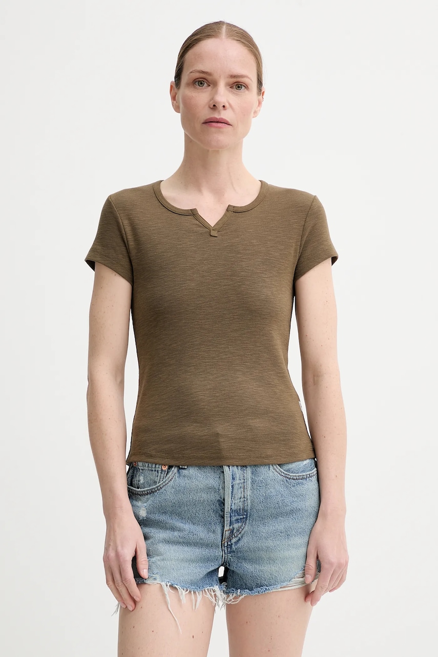 Bavlněné tričko G-Star dámské, zelená barva, D26075-D958