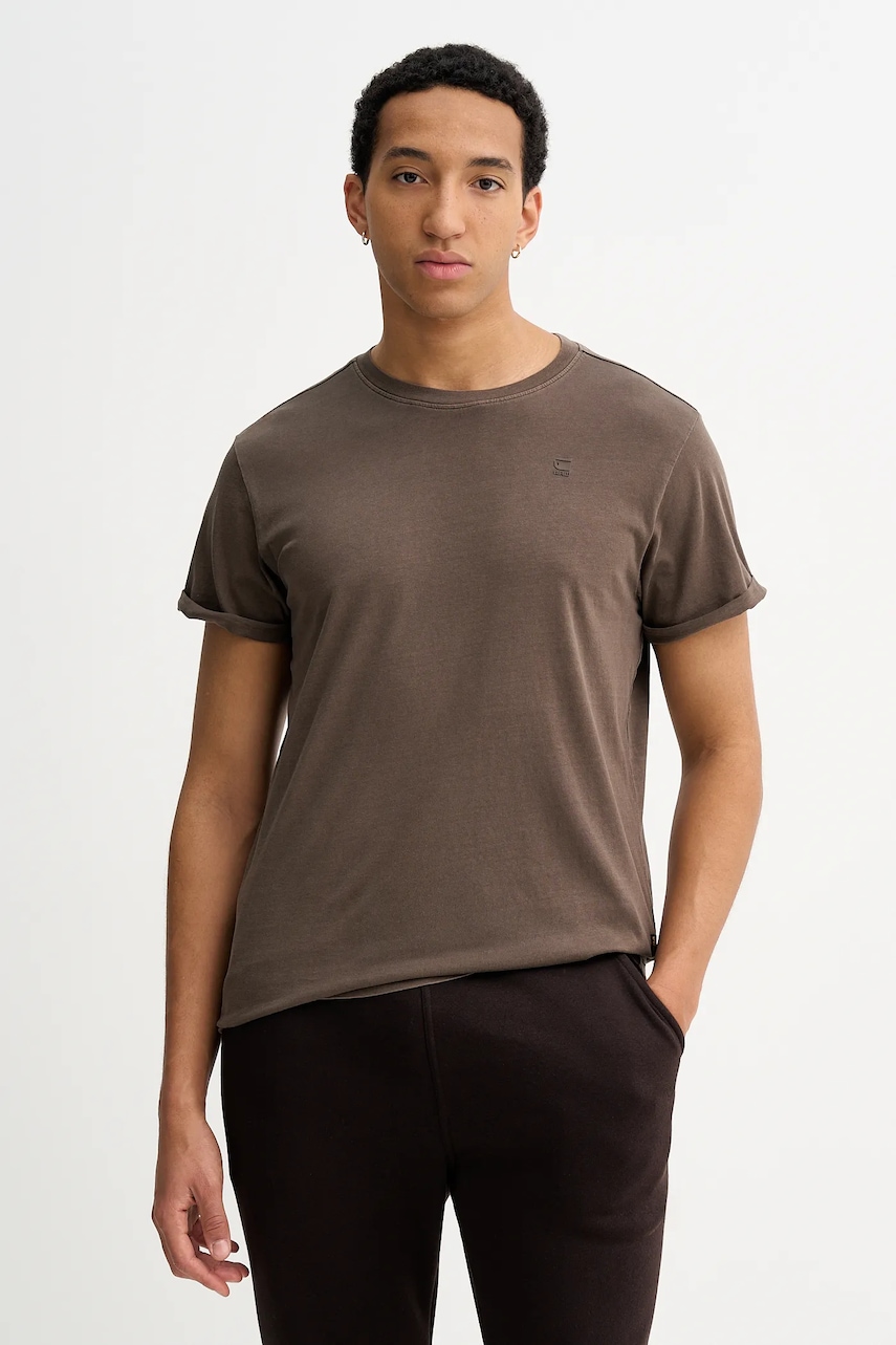 Bavlněné tričko G-Star Lash pánské, hnědá barva, D16396-2653-H159