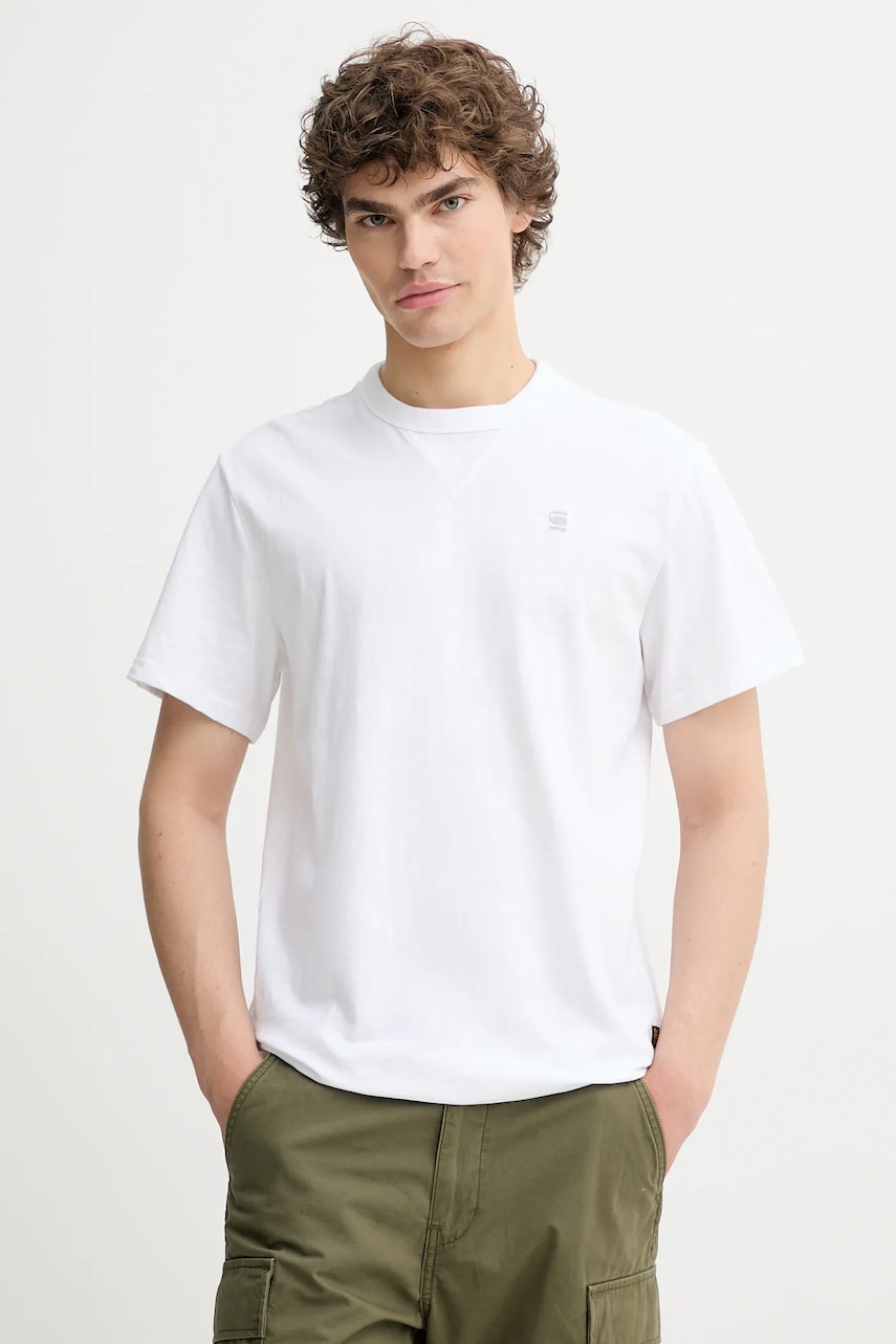 Bavlněné tričko G-Star pánské, bílá barva, D24449-B255