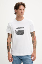 Bavlněné tričko G-Star pánské, bílá barva, s potiskem, D26041-C506