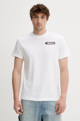 Bavlněné tričko G-Star pánské, bílá barva, s potiskem, D26047-C336
