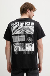 Bavlněné tričko G-Star pánské, černá barva, s potiskem, D25976-C784