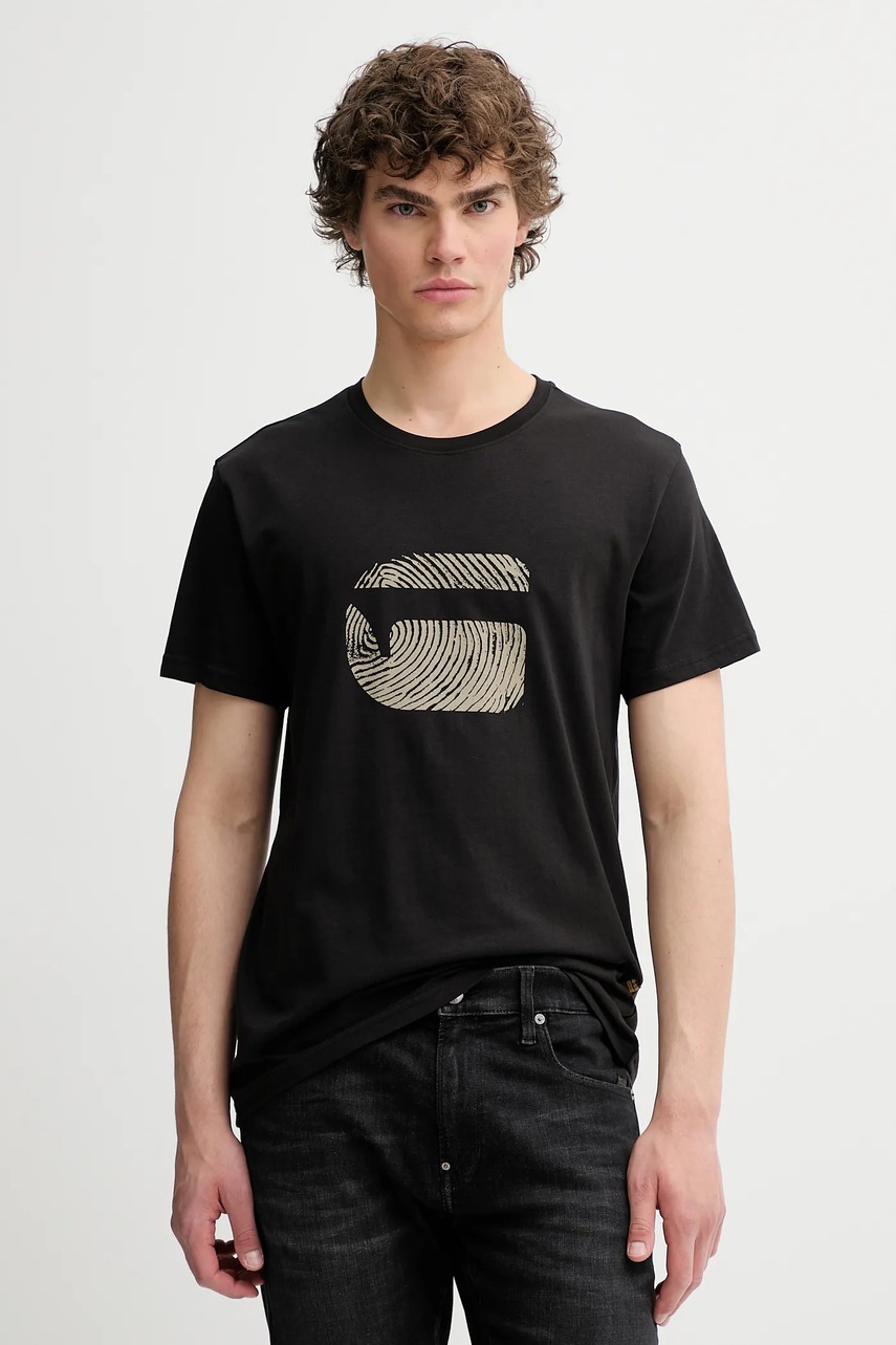 Bavlněné tričko G-Star pánské, černá barva, s potiskem, D26041-C506