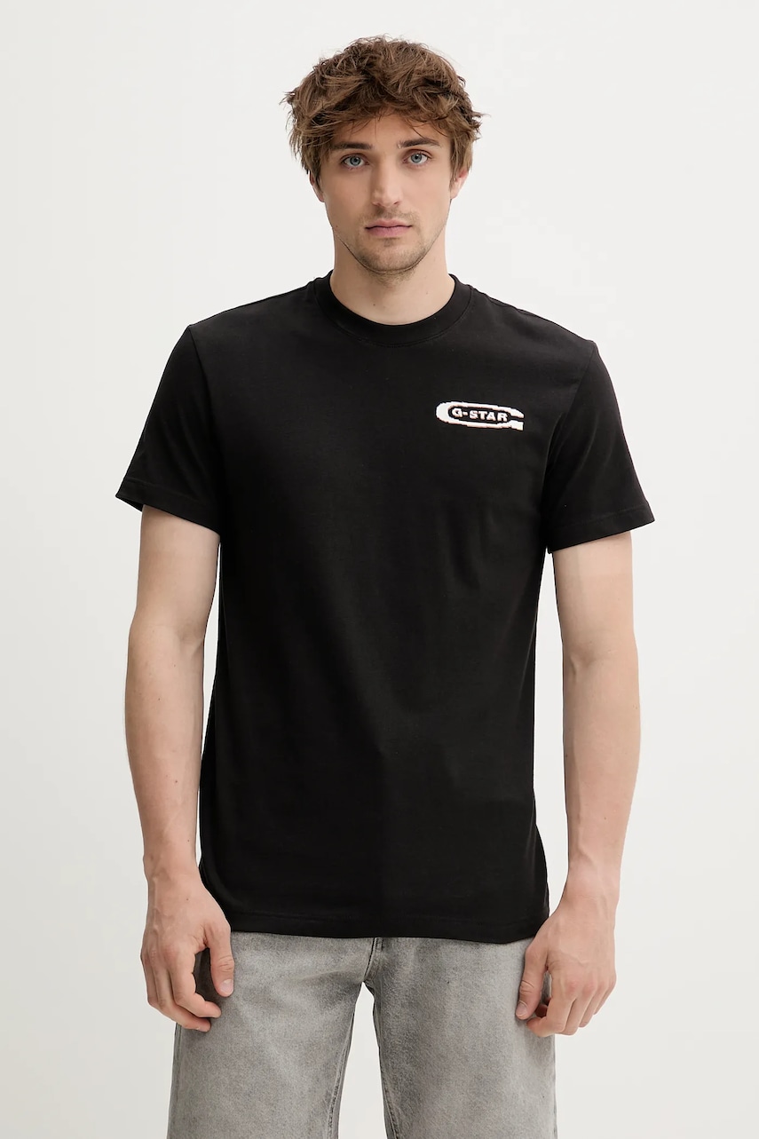 Bavlněné tričko G-Star pánské, černá barva, s potiskem, D26047-C336