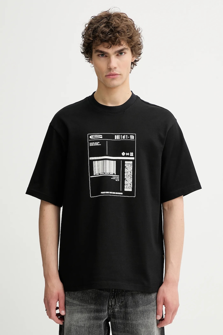 Bavlněné tričko G-Star pánské, černá barva, s potiskem, D26052-D959