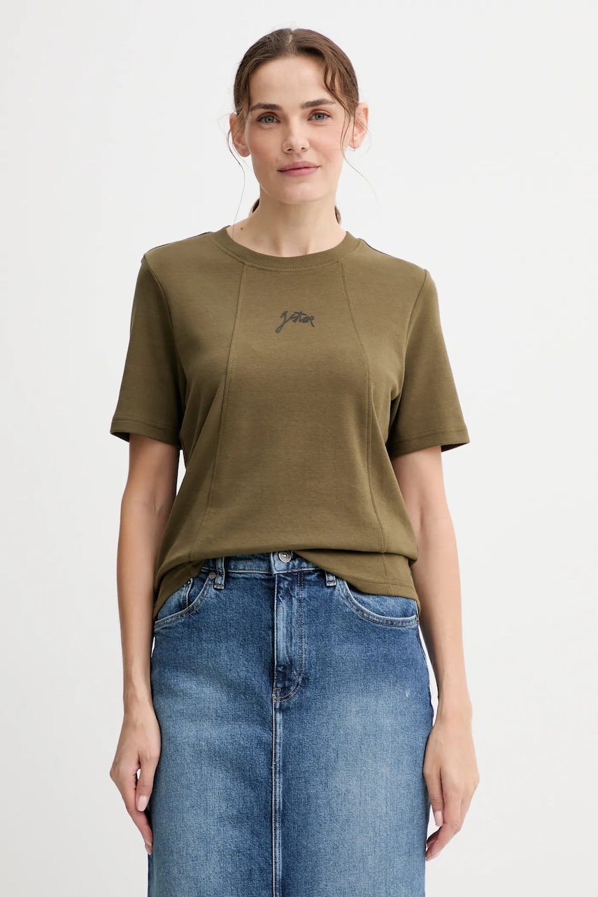 Bavlněné tričko G-Star Script dámské, zelená barva, D26907-D976